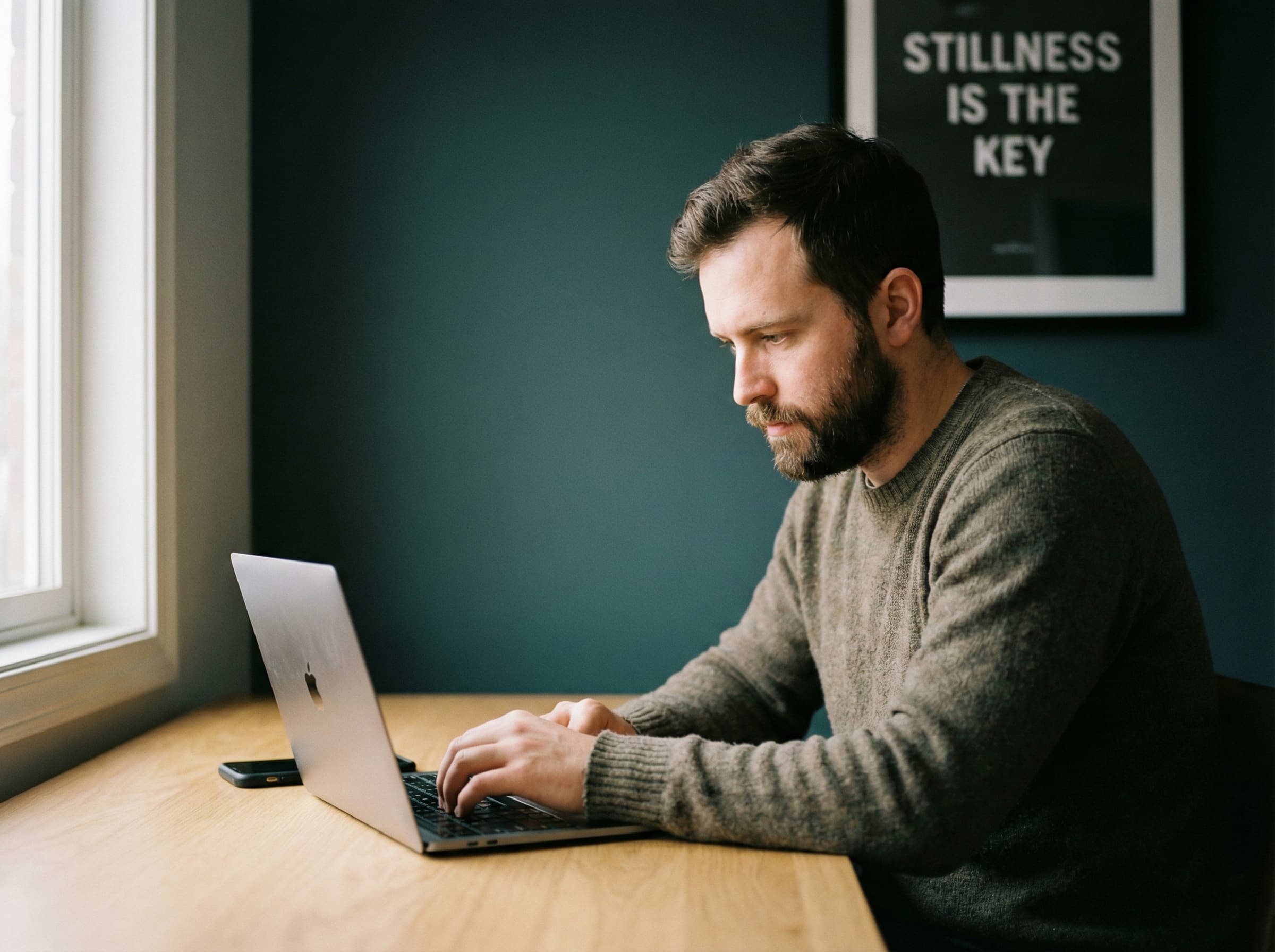 Focused work at the studio, deep in a project